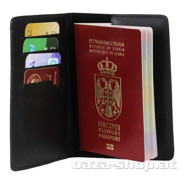 Kožni uložak za pasoš i kartice SRB crni